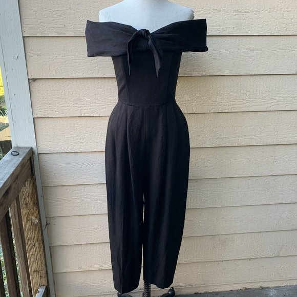 🔥SOLD🔥ET AL Vintage Retro Jumpsuit Off the Shoulder Black - Picture 2 of 8